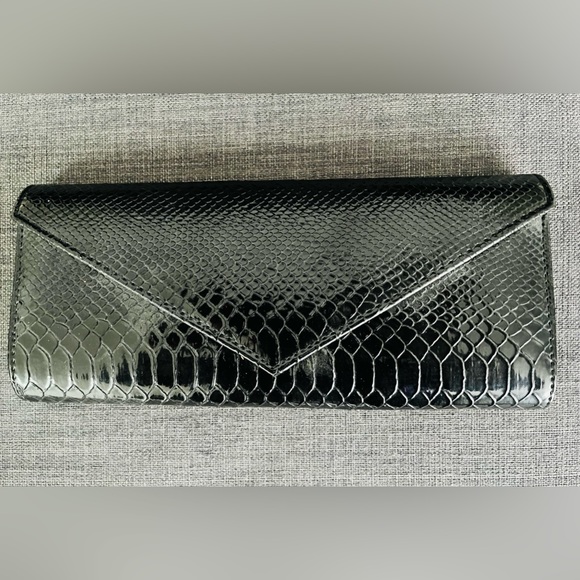 Aldo black faux leather clutch purse - Picture 1 of 8